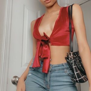 Red Velvet Nasty Gal Crop Top